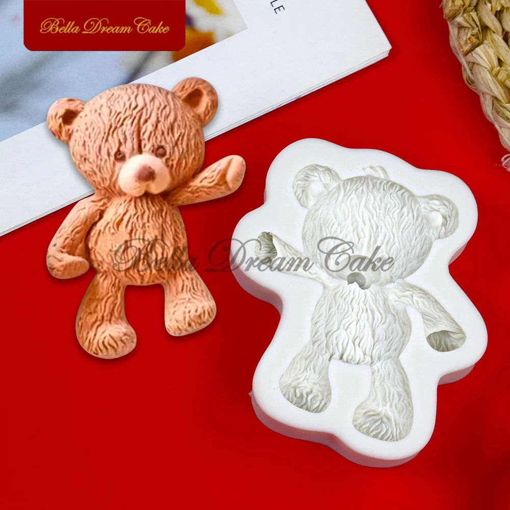3D Fuzzy Bear Design Silicone Mold Fondant Chocolate Mould DIY Clay Model Cake Decorating Tools Kitchen Accessories Bakeware