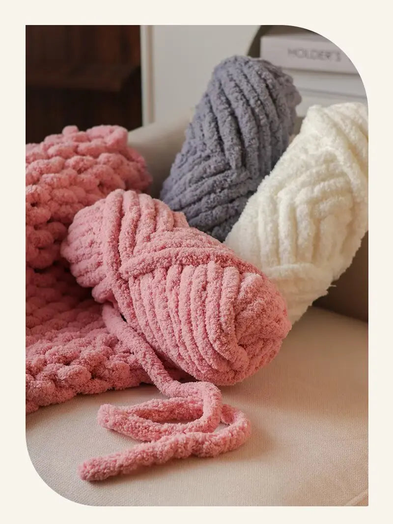 Premium Gradient Cat Tail Yarn 2-Pack - Extra Thick Chenille Plush Yarn 500g