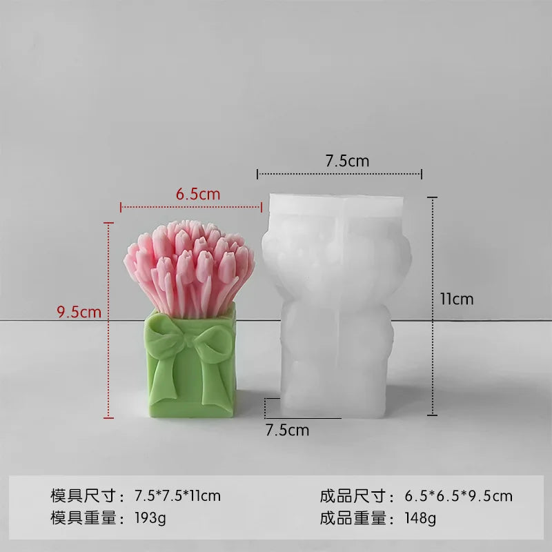 3D Tulip Bouquet Silicone Candle Molds Handmade Lavender Flower Soap Plaster Resin Crafts Mold DIY Chocolate Cake Baking Tools