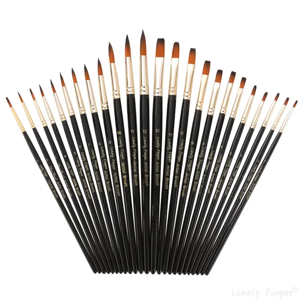12/24/48pcs Paint Brushes Set Professional Paint Brush Round Pointed Tip Nylon Acrylic Brush For Acrylic Watercolor Oil Painting