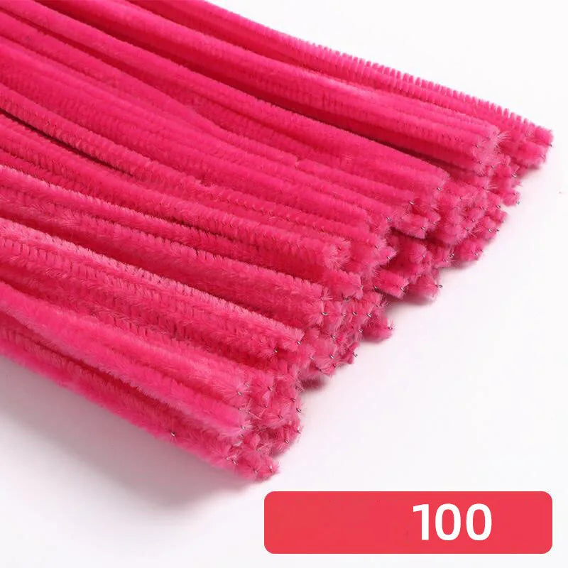 100pcs 30cm Chenille Stems Stick Cleaners Kids Educational Toys Handmade Colorful Chenille Stems Pipe for DIY Craft Supplies