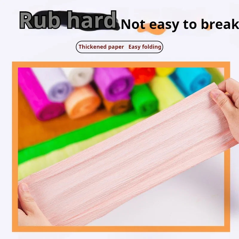 20 Colors 250x50cm Colored Handmade Crepe Paper Roll Origami Crinkled Crepe Paper Craft DIY Flower Home Decoration Wrapping Gift