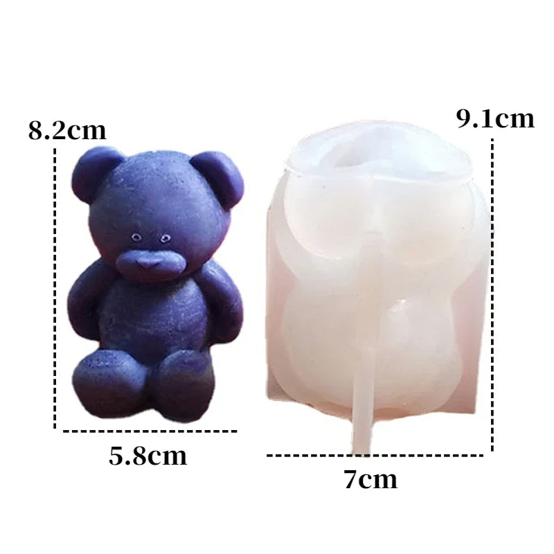 S，M，L Size Bear Silicone Candle Mold 3D Smiling Fat Bear Craft Plaster Resin Mold Handmade Soap Candle Making Supplies Home Gift