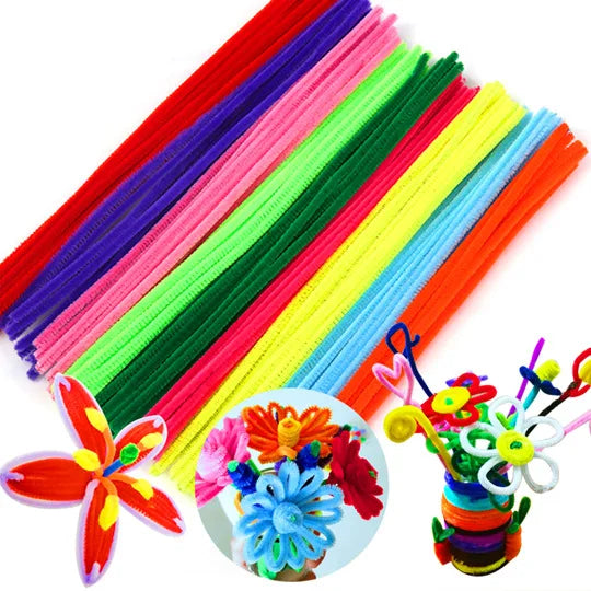 Chenille Stem Plush Stick Kids DIY Creative Toy Chenille Sticks Cleaners Kindergarten Educational Handmade Material Plush Strips