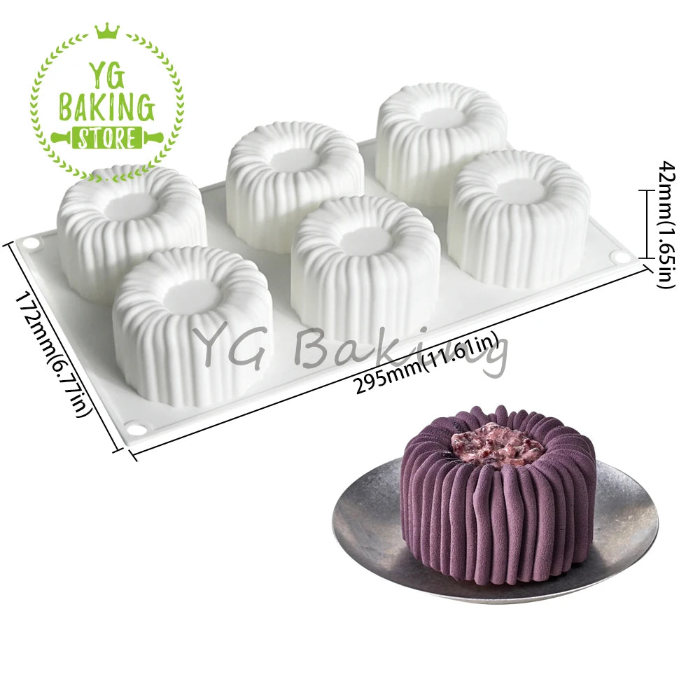 Dorica Striped Round Pudding Silicone Mousse Mold DIY Dessert Chocolate Mould Valentine's Day Cake Decorating Tools Bakeware