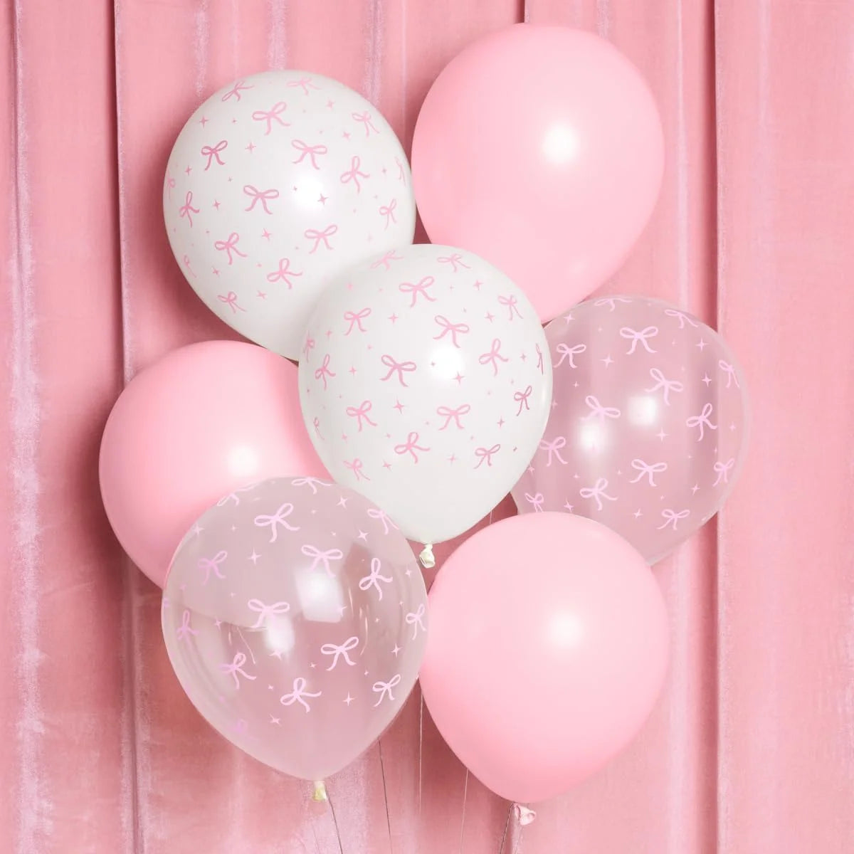 10pcs Pink Bowknot Pattern Latex Balloons Set Girls Birthday Baby Shower Princess Party Decor Romantic Pink Party Supplies ﻿ ﻿