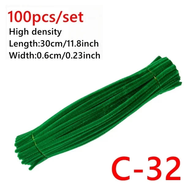 100pcs Colorful Chenille Stems Pipe Cleaners Kids Educational Toys Handmade Plush Tinsel Twist Sticks For DIY Craft Supplies