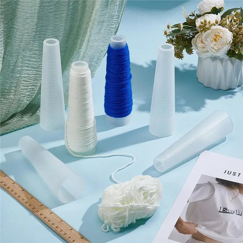 ABGR-Tapered Plastic Yarn Cones 20Pcs Empty Thread Spools Cord For Sewing Knitting Embroidery Projects Bobbins