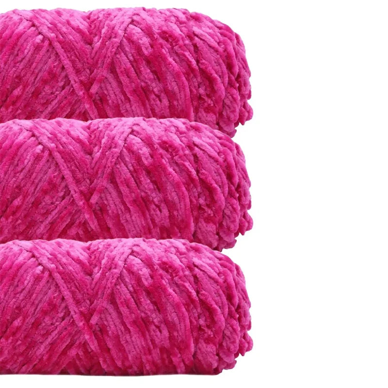 3 Pack Edelweiss DIY Material Pleuche Chenille Yarn Gold Luster Velvet Knitting Woven for Pendant / Sweater 300g 540m