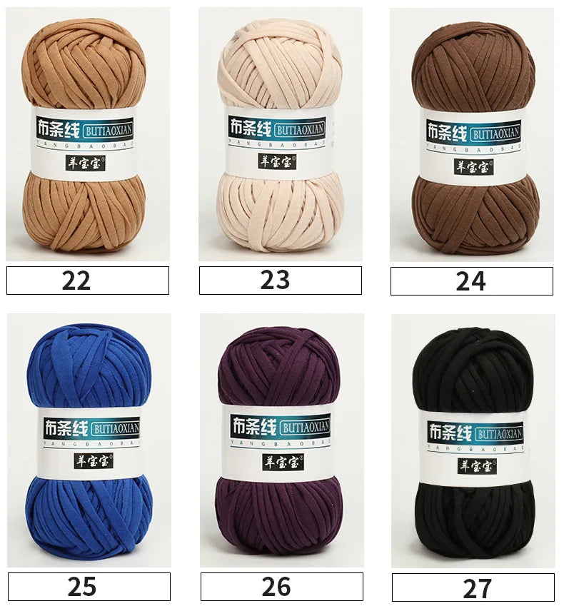 100g T Shirt Knitting Yarn For Crochet Bag Hat Slippers Coaster Blanket Thread Soft Polyester Woven Yarn Thick Soft Cloth Yarn