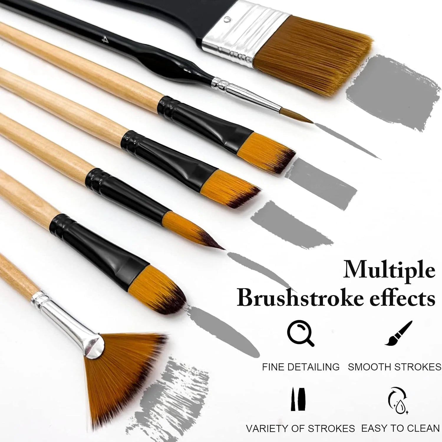 28/32 Pcs Paint Brushes for Acrylic Painting, Premium Nylon Bristles with Round, Filbert, Flat, Fan, Angle, Fine Detail Brush