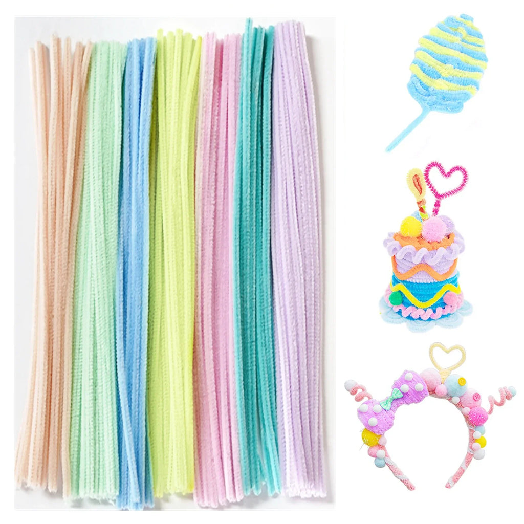 100pcs Colorful Chenille Stems Pipe Cleaners Kids Educational Toys Handmade Plush Tinsel Twist Sticks For DIY Craft Supplies