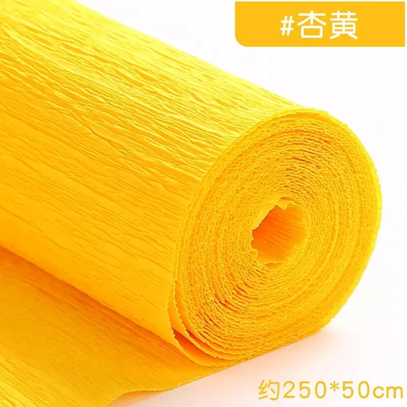1Pcs 50x250cm Colored Crepe Paper Craft DIY Flowers Decoration Gift Wrapping Paper Craft Roll Origami Handmade Crinkled Paper
