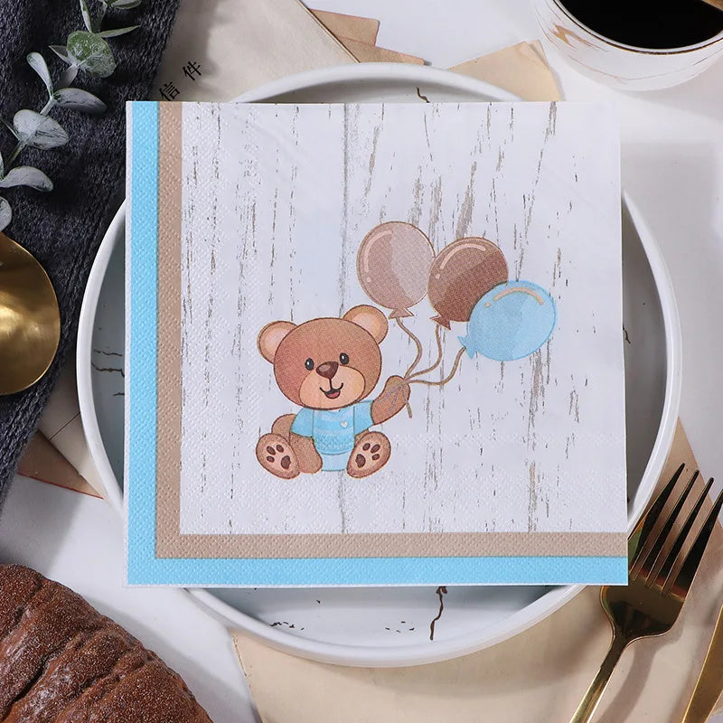 Brown Teddy Bear disposable tableware Teddy Bear party napkins plates cups kids Teddy Bear Birthday Party decoration Baby Shower