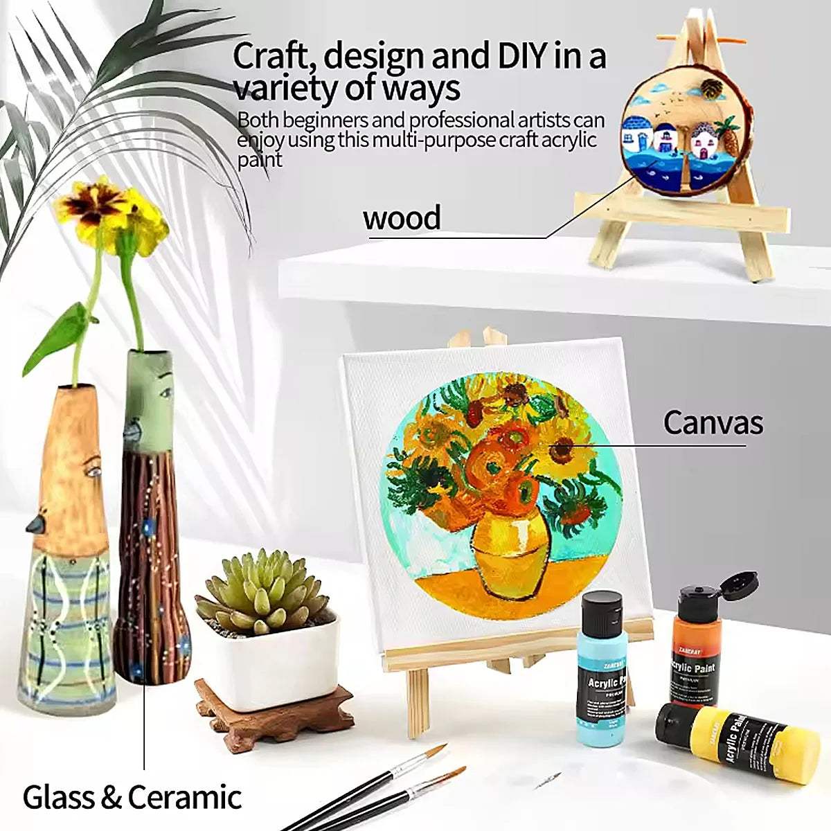 24-Color 60ML Acrylic Paint Set Student Art DIY Graffiti Hand-Painted Spray Paint for Creative Painting Projects