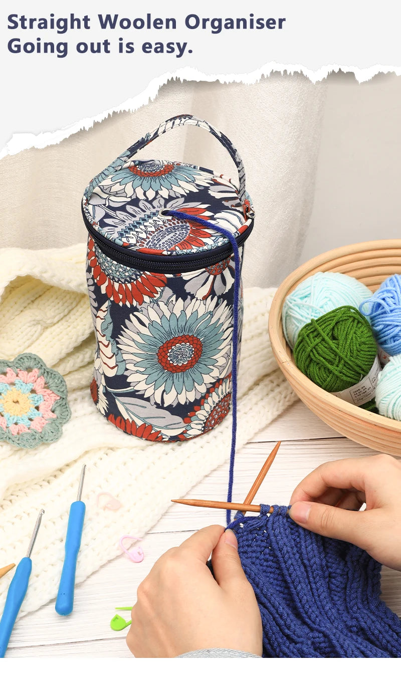 Hot New Small Yarn Storage Bag Empty Flower Knitting Tote Bag Waterproof Crochet Hooks Bag For Sewing Accessories Tools Gift