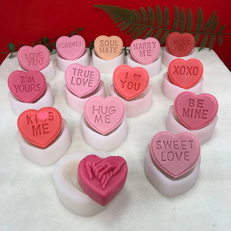 7 Styles 3D Letter Heart-shaped Silicone Candle Mold DIY Love Soap Aromatherapy Gypsum Resin Mould Valentine's Day Gift Arts