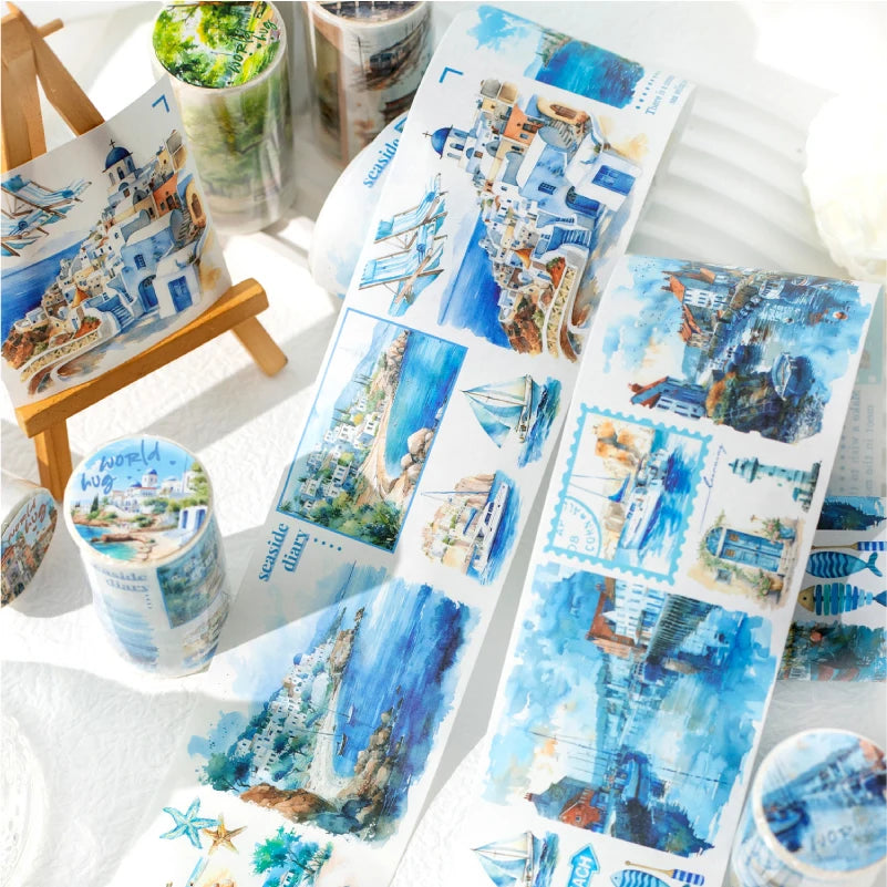 6style 7*200cm Travelling The World Buildings Washi Tape DIY Scrapbooking Collage Junk Journal Sticker Label Masking Tape