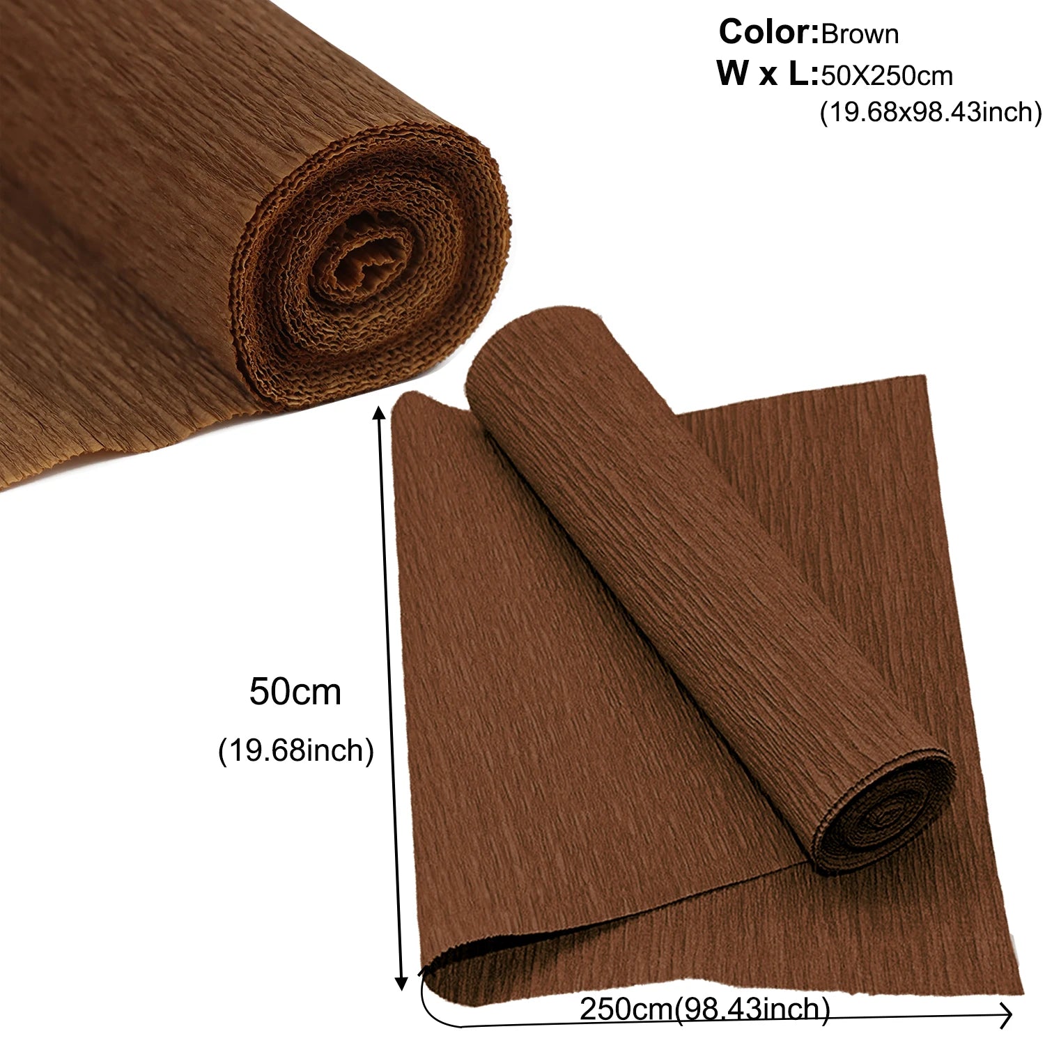 50x250cm 12 Colors Colored Crepe Paper Roll Origami Crinkled Crepe Paper Craft DIY Flowers Decoration Gift Wrapping Paper Craft