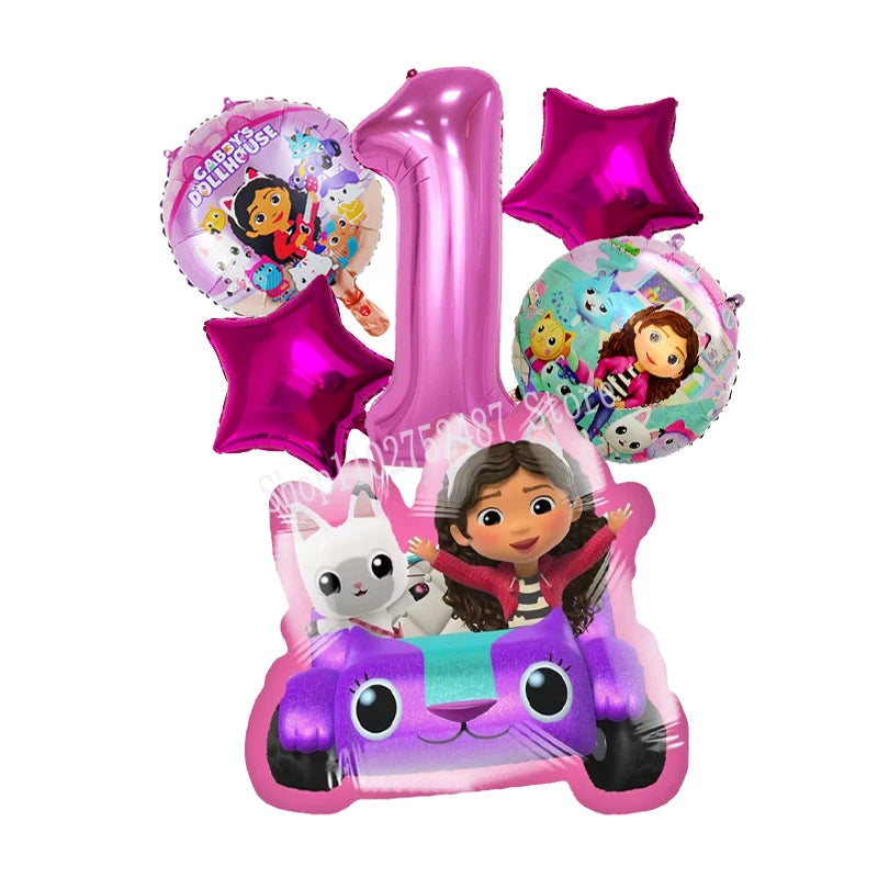 Gabby Dollhouses Birthday Balloons Girls New Anime Digit 1-10 Party Decoration Baby Shower Gender Reveal Ballons Kids Toys Gift