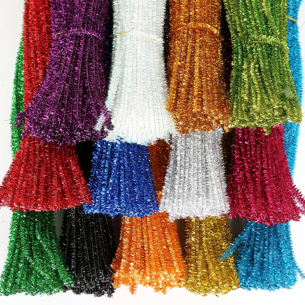 100Pcs Glitter Chenille Stem Pipe Cleaner Plush Stems Wired Sticks Kids Educational DIY Supplies Toys Making Decoration Material