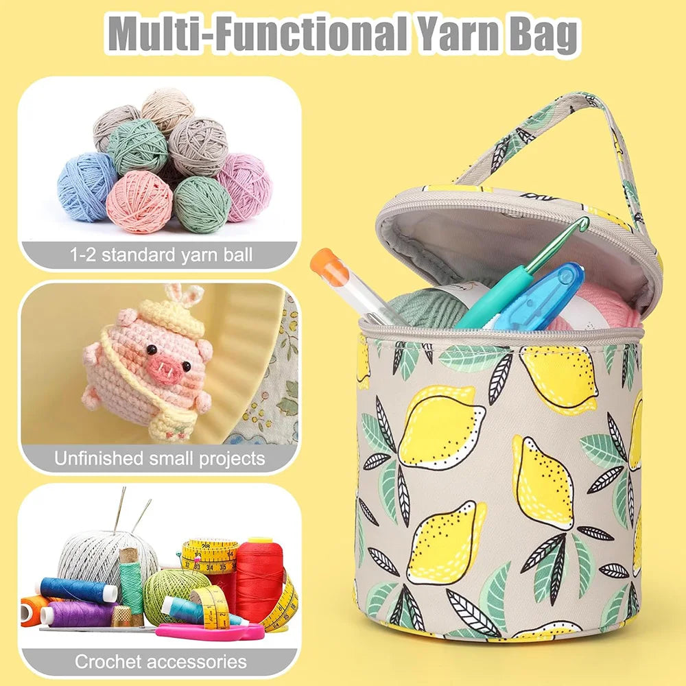 Small Yarn Bag With Holes,Portable Knitted Wool Yarn Storage Case,Crochet Thread Sewing Accessories Perfect for Travel,Beginner