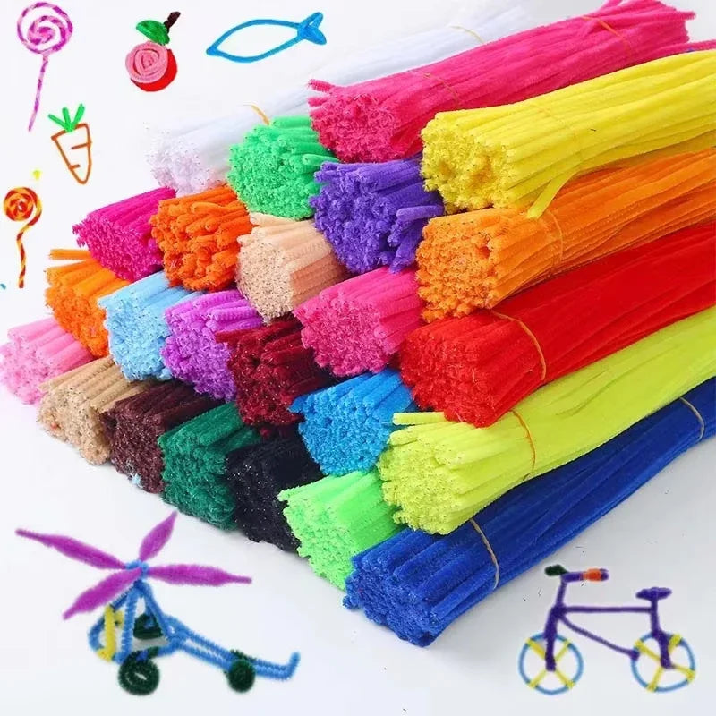 Chenille Wire Pipe Cleaners Creative Wires Cleaners Colorful Stems DIY Plush Stem Wired Twist Stick Hair Strip Kid Handmade