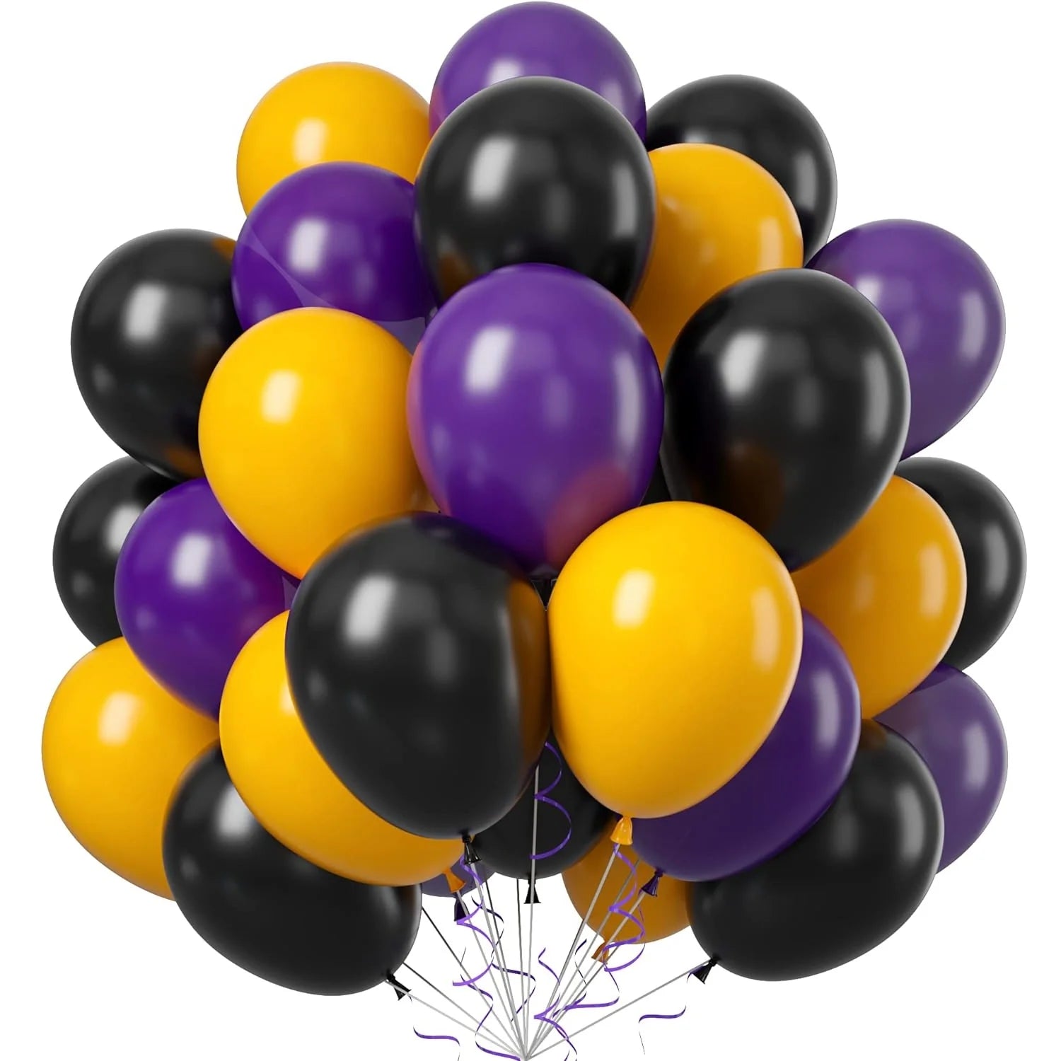 52PCS Blue and Orange Latex Party Balloons Set for Birthday Decoration Supply with Strip and Ribbon