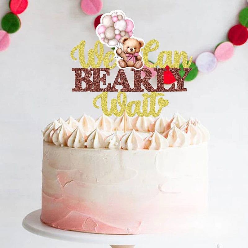 12/1pcs Pink Blue Balloon Bear Cupcake Toppers Baby Shower Supplies Gender Reveal Decor Boy Girl Birthday Party Cake Decor