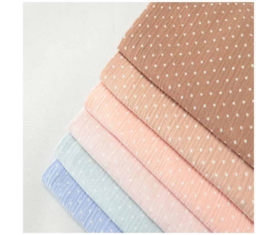 Soft dot Print Cotton Sewing Fabric Crepe Double Layer Gauze Cloth Cotton Skirt Pajama Cotton Fabric 100*135cm