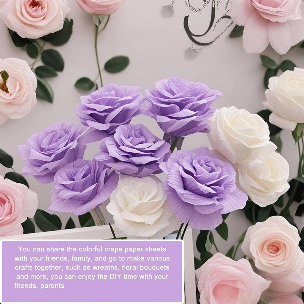 Crepe Paper Streamers 3 Rolls, Crepe Paper Sheets for DIY Gift Colourful Paper Flower Wrapping Paper Crafts