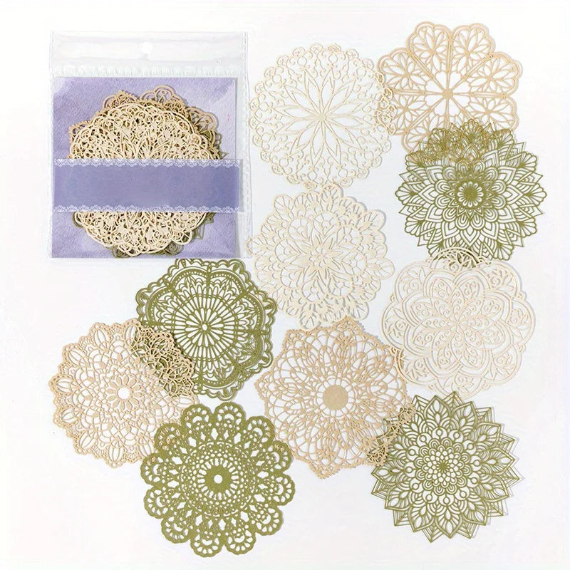 10 pcs Vintage Lace Hollow Material Paper Butterfly Craft Paper Junk Journal Planner Decorative DIY Scrapbooking Material Pack