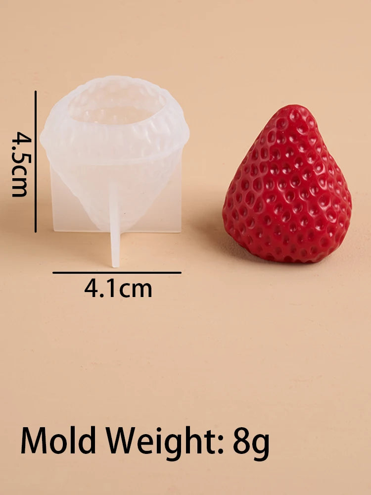 4Pcs Strawberry Shaped Silicone Candle Mold DIY Handmade Fruit Scented Candles Soap Craft Casting Molds Home Valentine's Day Dec