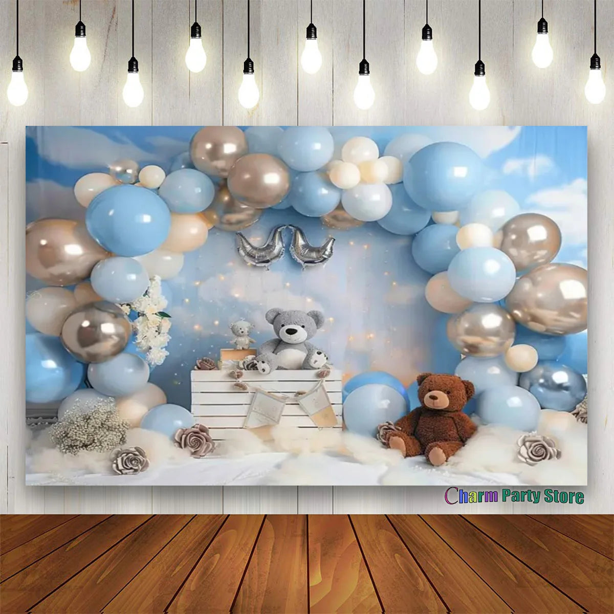 Teddy Bear Colorful Balloons 1st Birthday Backdrop Kids Gifts Baby Shower Oh Baby Background for Photography  Photo Props Studio