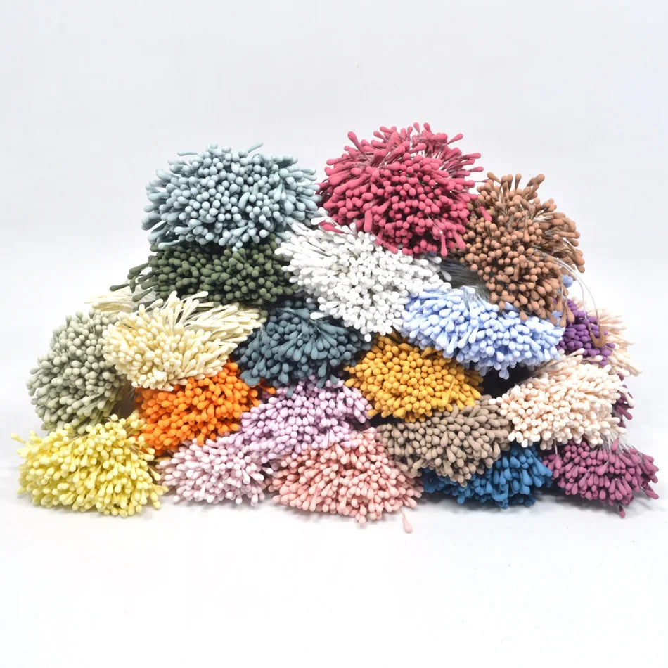800Pcs 2mm Chenille Stems Stick Artificial Flower stamen Mini Pearl Floral pistil Wedding Party Home Decoration DIY Accessories