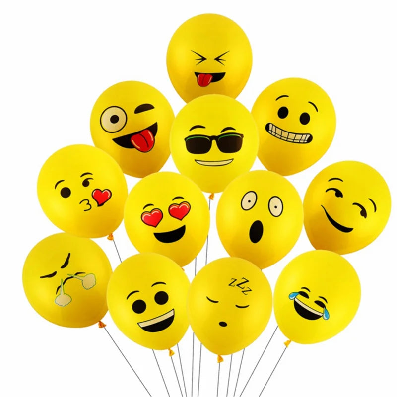 10PCS/PACK 12IN Colorful Yellow Expression Decorative Latex Balloon