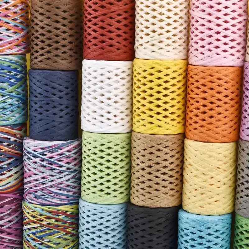 100M Natural Raffia Straw Yarn for Knitting Crocheting Paper Threads Friendly Paper Yarn DIY Handmade Summer Sunhat Beach Bag