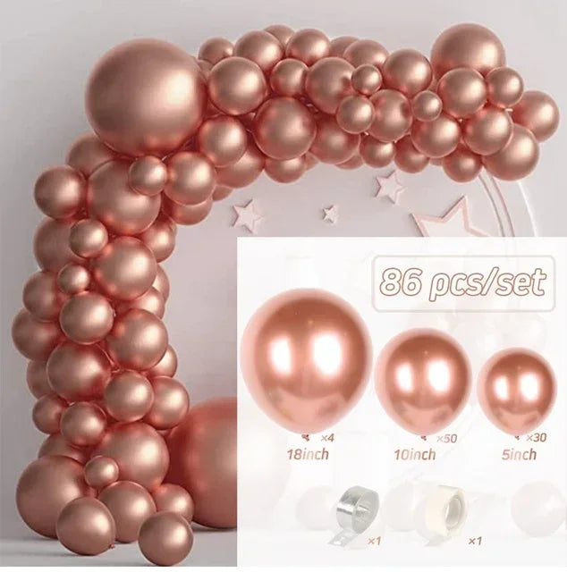 87Pcs Black Pink Latex Balloon Set Suitable for Birthday Parties, Weddings, Valentine's Day Party Decoration Supplies