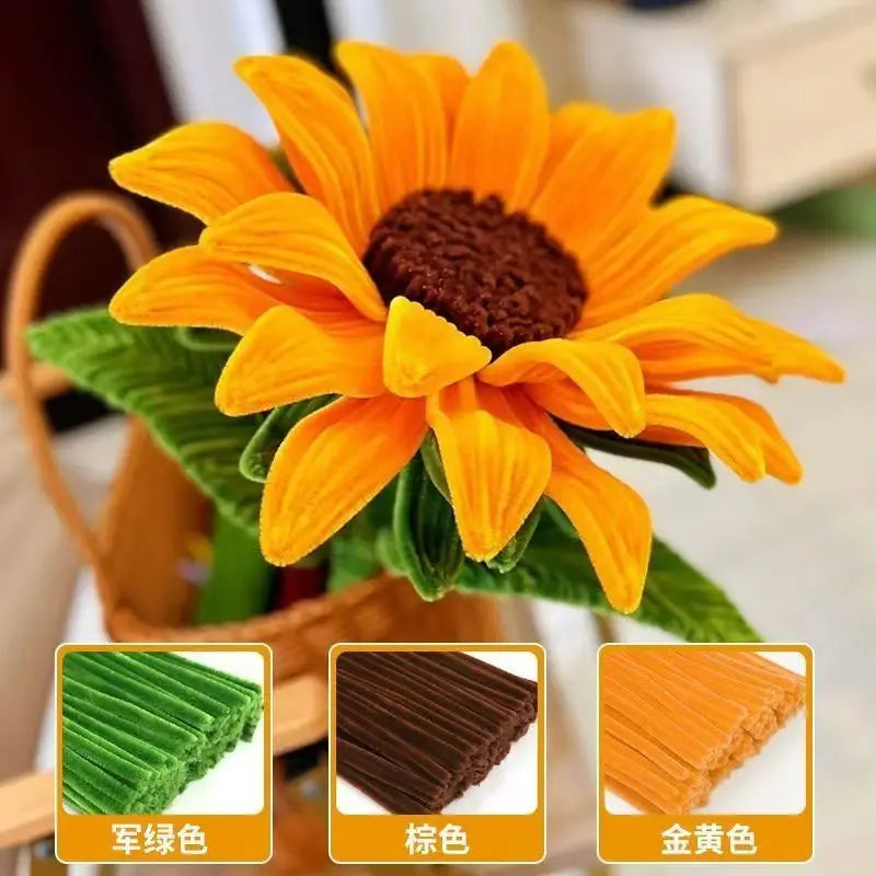 100pcs Colorful Chenille Stems Stick Toys DIY Strips for Simulation Flowers Christmas Tree Handmade Kids Educational Toys DIY