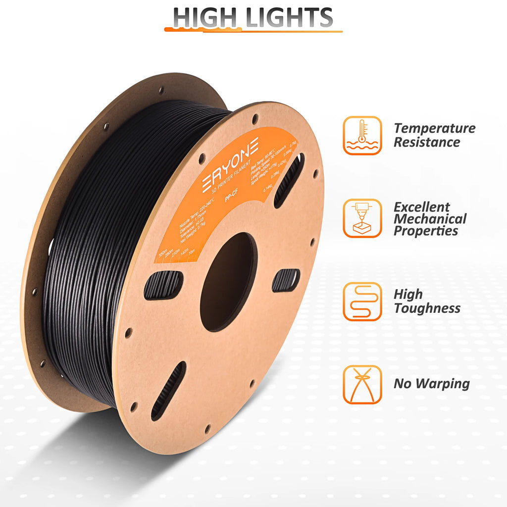 Eryone PP Carbon Fiber 0.7kg/PP 0.9kg Premium Filament 3D FDM Print,Safe Material PP,pp carbon fiber/pp filament