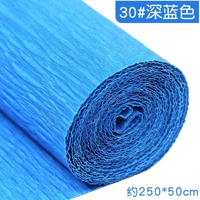 1Pcs 50x250cm Colored Crepe Paper Craft DIY Flowers Decoration Gift Wrapping Paper Craft Roll Origami Handmade Crinkled Paper