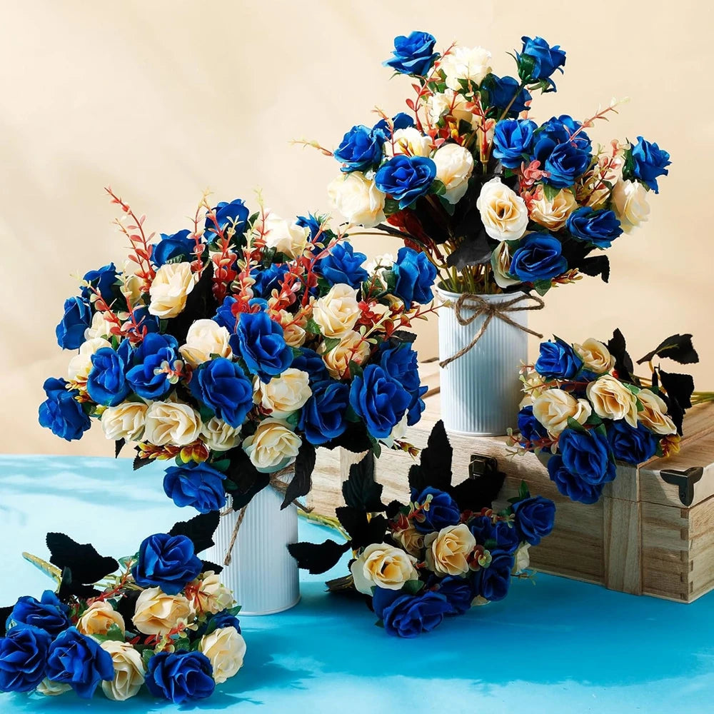 12Pcs Silk rose Artificial Flowers Wedding Home Room Table Decoration bridal Bouquet Craft Scrapbooking Wreaths Accessories Wall