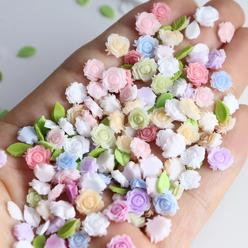 100 pcs/bag Mix Epoxy Rose Flower Resin Filling Accessories 3D Multicolor Rose Flowers Spring DIY Jewelry Crafts Making Supplies