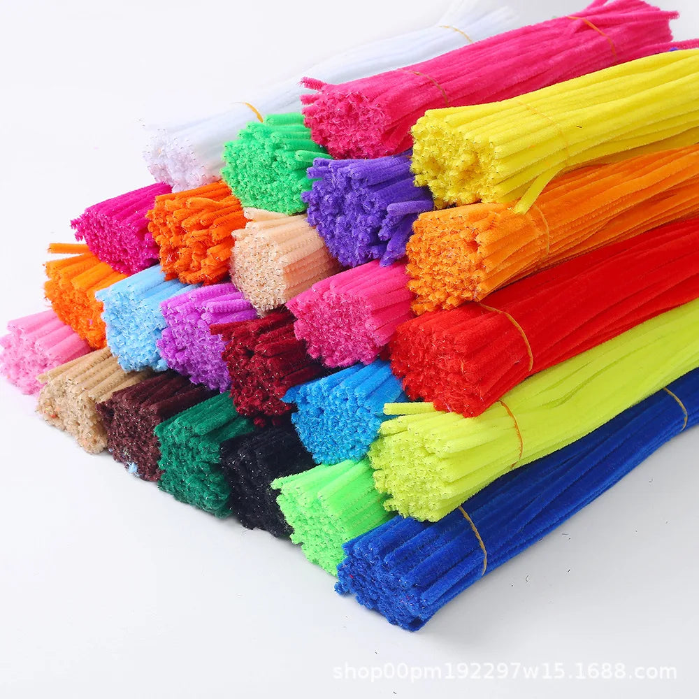100pcs Colorful Chenille Stems Stick Toys DIY Strips for Simulation Flowers Christmas Tree Handmade Kids Educational Toys DIY