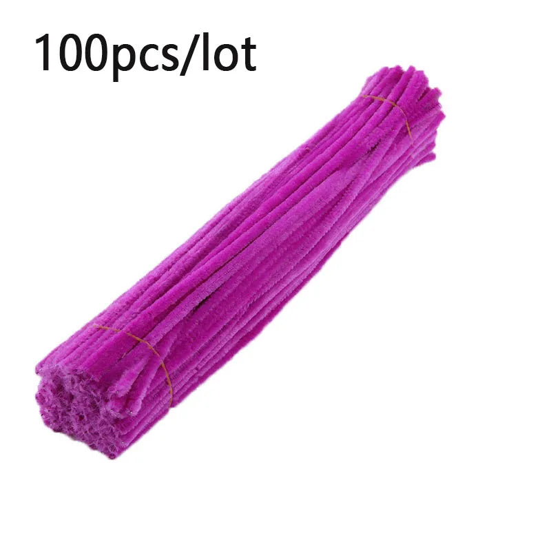 100pcs Colorful Chenille Stems Stick Toys DIY Strips for Simulation Flowers Christmas Tree Handmade Kids Educational Toys DIY