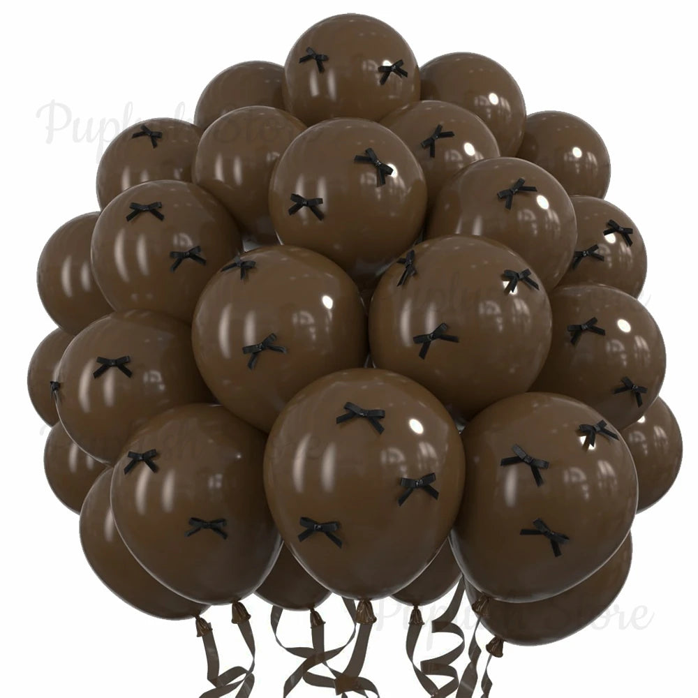 30Pcs Latex Balloons with Black Bow Coquette Bow Themed DIY Balloons Set for Boho Wedding Baby Shower Girls Birthday Party Decor