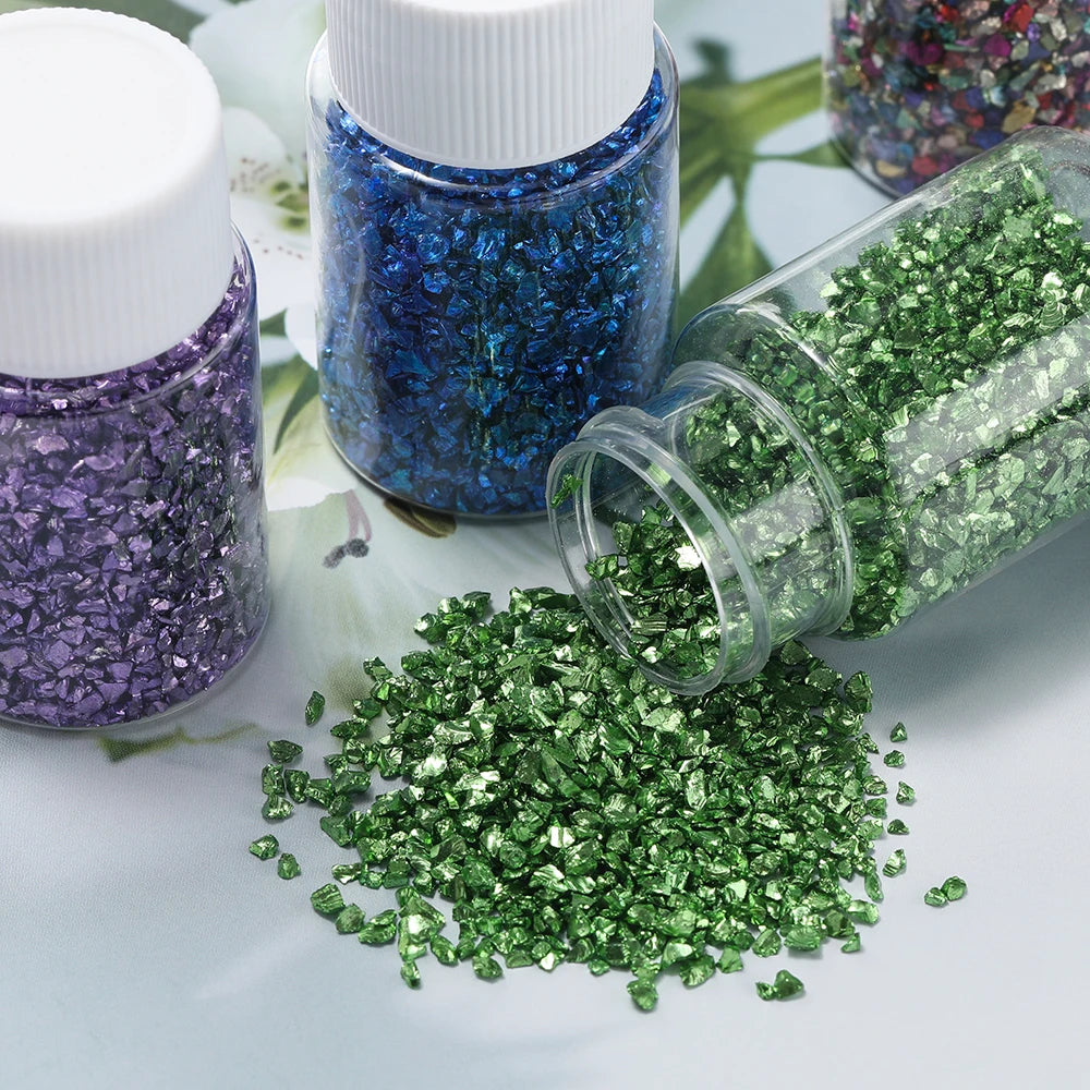 30g/Bottle Glass Broken Stones Resin Fillings for DIY Medium/Small Crystal UV Epoxy Filler Nail Art Decoration Jewelry Making