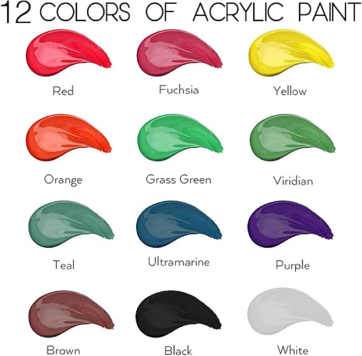 Makeasy Acrylic Paint Set of 36 Colors Bottles Non Toxic No Fading Rich Pigment for Kids Adults Artists Canvas Craft Paintin