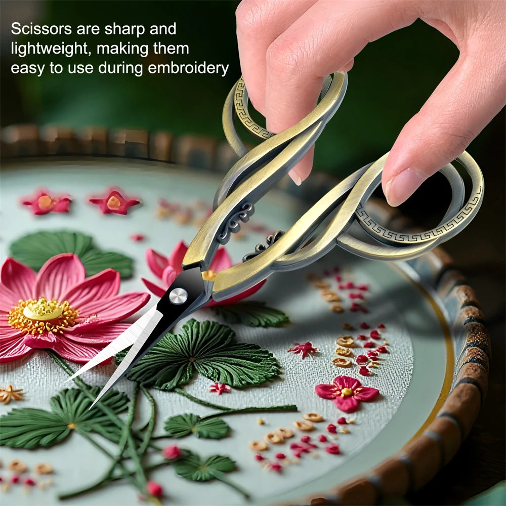 1/3PCS, Retro Sewing Scissors Embroidery Cross-stitch Scissor Fabric Needlework DIY Arts Crafting Tool Thread Sewing Tools