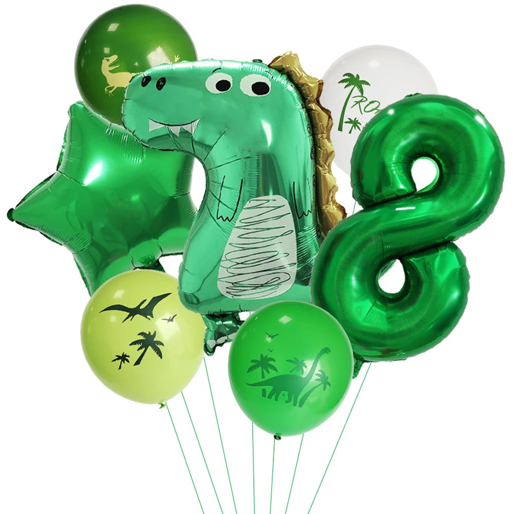 Dinosaur Party Number Balloons First Birthday Party Decoration Animal Jungle Safari Birthday Party Decora Boy Kids Baby Shower